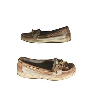 Sperry Top-Sider Angelfish Boat Shoes Womens 8M Tan Leather Metallic Preppy